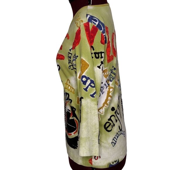 Chico's graphic Design size M/8 stretch knit Cotton long sleeve round neck top - Picture 4 of 7